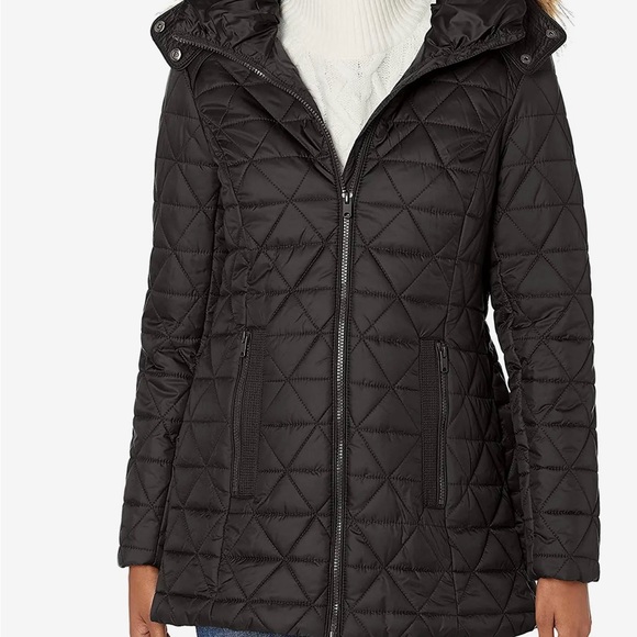 Marc New York
Chevron Quilted Down Jacket with Removable Faux Fur Hood - Picture 4 of 5